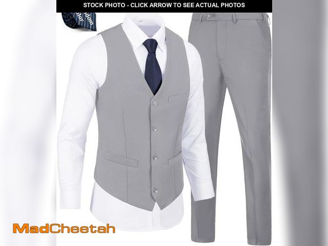 Lot 74-12538185 - WOMS Men's Suit 2 Piece Vest Set Slim Fit Dress Tuxedo Casual Suits Waistcoat Pant Waistcoat Busines...