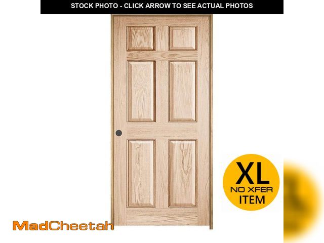 Lot 74-13770254 - (MISSING HARDWARE) 24 in. x 80 in. Oak Unfinished Right-Hand 6-Panel Solid Wood Single Prehung Inter...