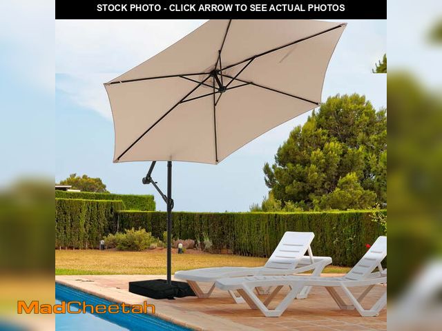 Lot 74-13776503 - Autlaycil 10 ft Cantilever Offset Outdoor Patio Umbrella with Base Stand Rotate and Tilt - Beige - U...