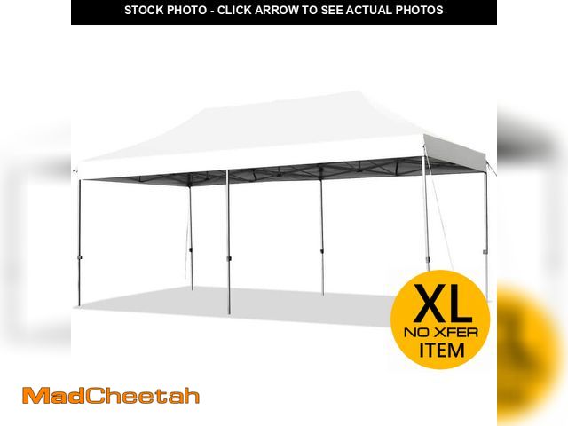 Lot 74-12746572 - Gymax 10 ft. x 20 ft. White Pop Up Canopy Tent Folding Heavy-Duty Sun Shelter Adjustable with Bag - ...