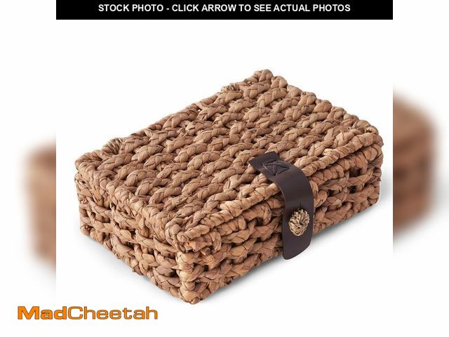 Lot 74-14336604 - LOHONER Decorative Box with Lid, Wicker Storage Basket, Water Hyacinth Woven Decorative box for Shel...