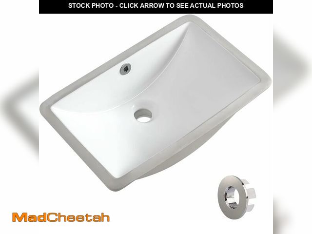 Lot 74-14068438 - Undermount Bathroom Sink 18.7"X11.9" Inch White Rectangular Porcelain Ceramic Vanity Basin with Over...