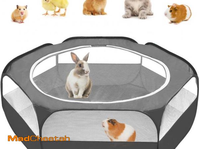 Lot 74-11546179 - Amakunft Small Animal Pop-Up Playpen with Mesh Cover, 47'' x 23.6'' x 15'' Chicken Brooder Box, Play...