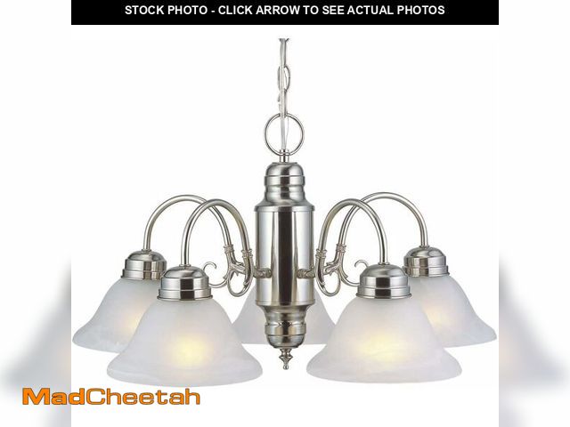 Lot 74-14348635 - Design House 511535 Millbridge Traditional 5-Light Indoor Dimmable Chandelier with Alabaster Glass S...
