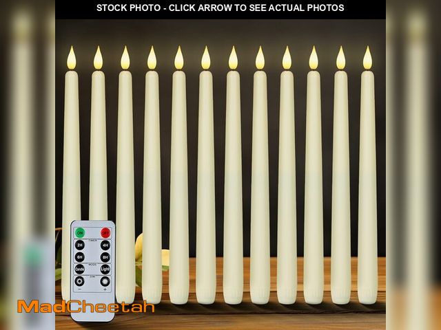 Lot 74-12842317 - (MISSING ONE) Homemory 12 Pcs Flameless Taper Candles with Remote Timer Dimmer, 11 inches Ivory Tape...