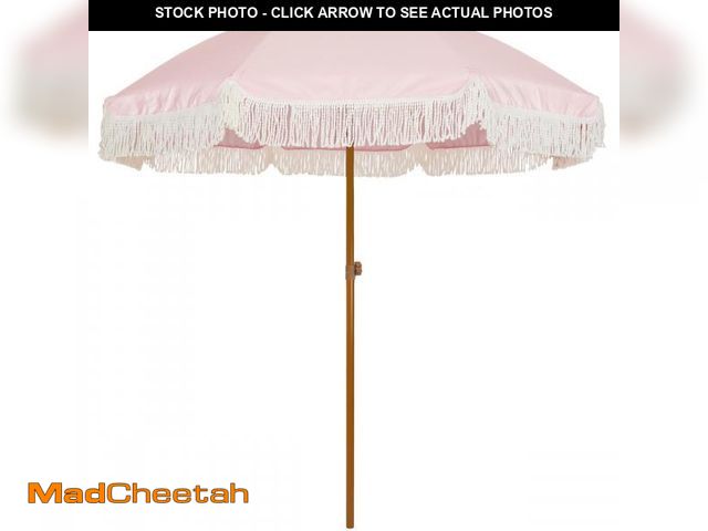 Lot 74-12418941 - AMMSUN 7ft Patio Umbrella with Fringe Outdoor Tassel Umbrella UPF50+ Premium Steel Pole and Ribs Pus...
