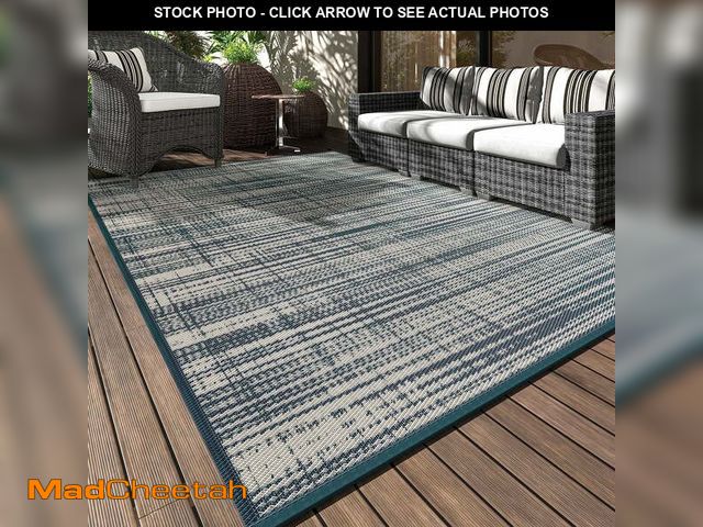 Lot 74-13817465 - VUNATE Outdoor Rug Carpet 9'x12' Waterproof Reversible Patio Rug Portable Modern Abstract Indoor Out...