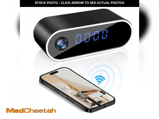 Lot 74-12053261 - WiFi Indoor Security Camera with Clock Wireless 1080P HD Nanny Cam with Night Vision, Motion Detecti...