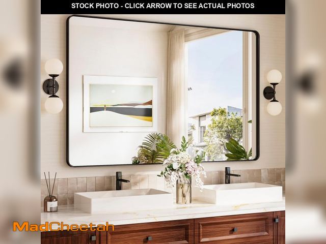 Lot 74-12109129 - TokeShimi 55x36 Bathroom Mirror Black,Aluminum Framed Bathroom Mirror for Over Sink,Rectangle Vanity...