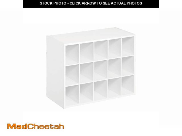 Lot 74-12551634 - 19 in. H x 24 in. W x 12 in. D White Wood Look 15-Cube Storage Organizer - UNUSED