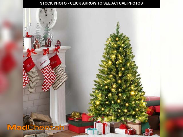 Lot 74-12891233 - Qunler Pre-Lit Christmas Tree, 4ft Artificial Green Christmas Tree with 150 Warm White &amp; Multico...