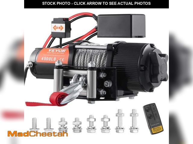 Lot 74-13129752 - VEVOR Electric Winch 4500 lbs. Load Capacity Vehicles Winch with 39 ft. Steel Cable and Wireless Han...