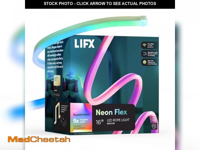 Lot 74-12255695 - LIFX 16 ft. Smart Multi-Color RGBW Wi-Fi Plug-In Neon Flex Integrated LED Strip Light Works with Ale...
