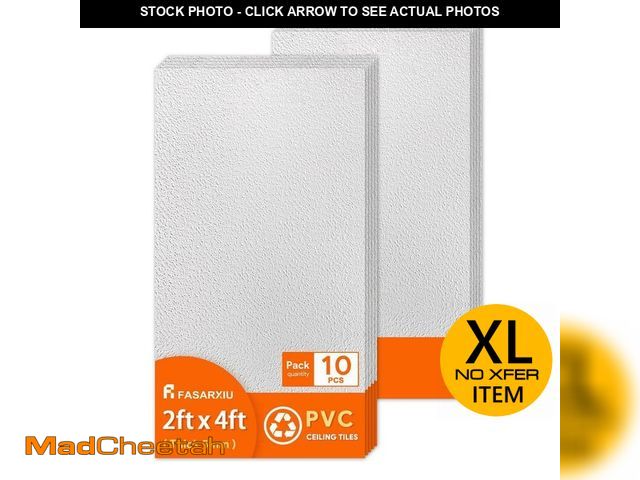 Lot 74-14605444 - Pallet of 10 Fasarxiu 2 x 4 ft. Textured Pro White High-Grade PVC Drop Ceiling Tile, Waterproof, Was...