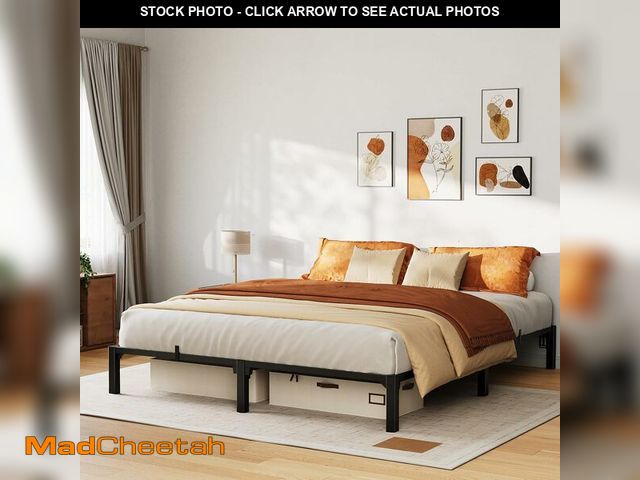 Lot 74-12664335 - GarveeHome 10 in Full Tool-Free Bed Frame, Heavy Duty Metal Platform Bed Frame with Durable Iron Sla...