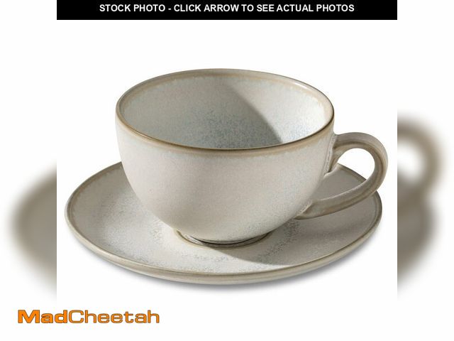 Lot 74-12704866 - Porcelain Coffee Cup with Saucer, 10 oz Vintage Design Ceramic Latte Art Cappuccino Barista Espresso...