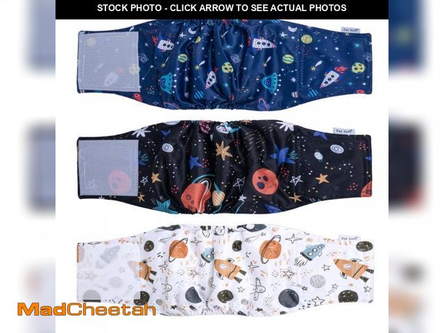 Lot 74-11555125 - Pet Soft Dog Belly Band - 3 Packs Reusable Dog Diapers MaleMale Dog Diapers Belly Wraps - Washable D...
