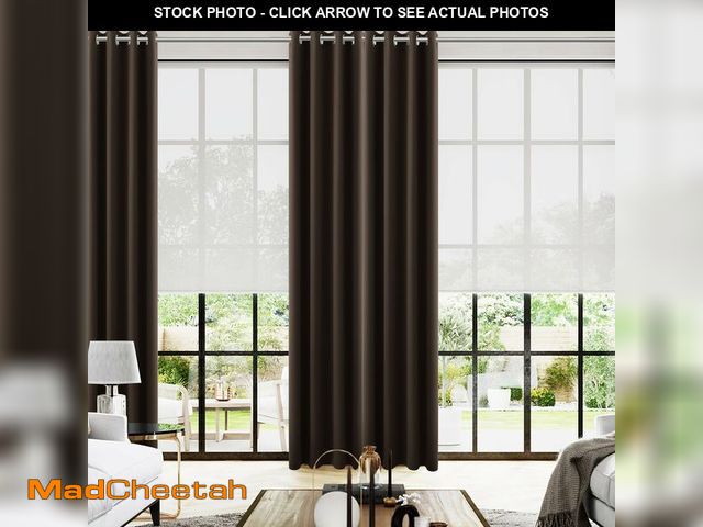 Lot 74-13962317 - KOUFALL 108 Inch Blackout Curtains for Living Room,Dark Brown Luxury Satin Polyester Grommet Rustic ...