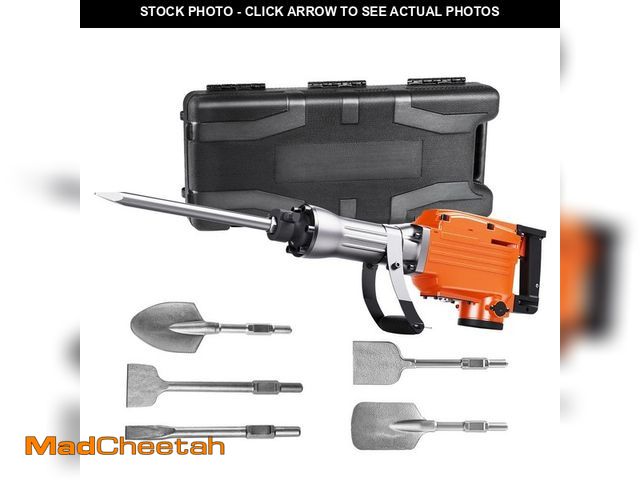 Lot 74-13001124 - SKYSHALO Demolition Jack Hammer Concrete Breaker, 25.6 x 4.7 in., 2200W Electric Hammer 6 Chisel Bit...