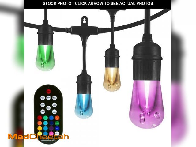 Lot 74-12491883 - Enbrighten 12 Bulb 24 ft. Indoor Outdoor/Indoor Black Vintage Color Changing LED String Lights with ...