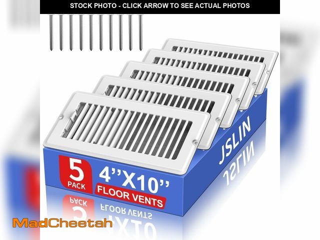 Lot 74-14472389 - 4x10 Floor Register, 5-Pack Vent Covers for Home Floor, Wall or Ceiling - UNUSED