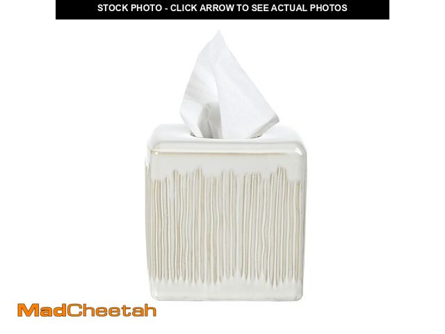 Lot 74-13627955 - Motifeur Bathroom Accessories - Ceramic Tissue Holder, Decorative Square Tissue Cover Box (Ivory Whi...