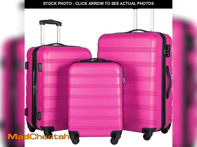 Lot 74-14342201 - Polibi 3-Piece Pink Hardside Spinner Luggage Set with TSA Lock - UNUSED