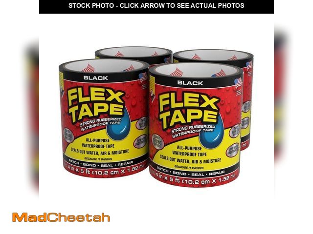 Lot 74-14193096 - FLEX SEAL FAMILY OF PRODUCTS Flex Tape Black 4 in. x 5 ft. Strong Rubberized Waterproof Tape (4-Pack...