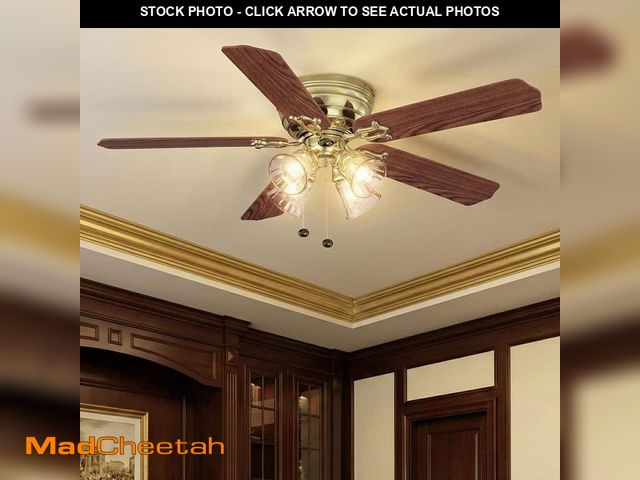 Lot 74-14276131 - Hampton Bay Carriage House 52 in. Indoor LED Polished Brass Ceiling Fan with Light Kit, Reversible M...