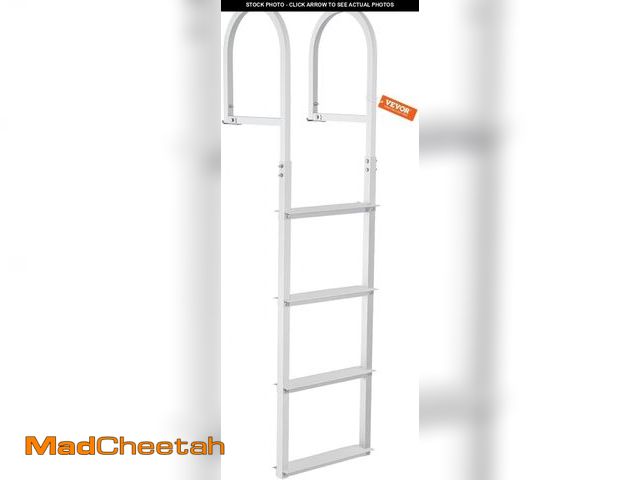 Lot 74-12096588 - VEVOR Dock Ladder, Removable 4 Steps, 500 lbs Load Capacity, Aluminum Alloy Pontoon Boat Ladder with...