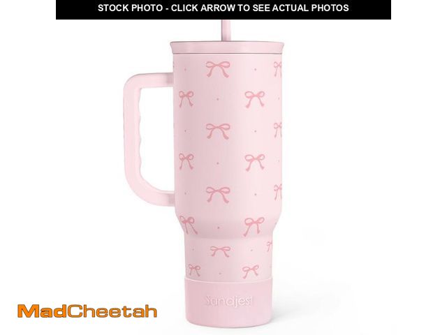 Lot 74-12312541 - SANDJEST Gift for Women Girls - Coquette Bow Stainless Steel Tumbler with Handle, Travel Coffee Mug ...