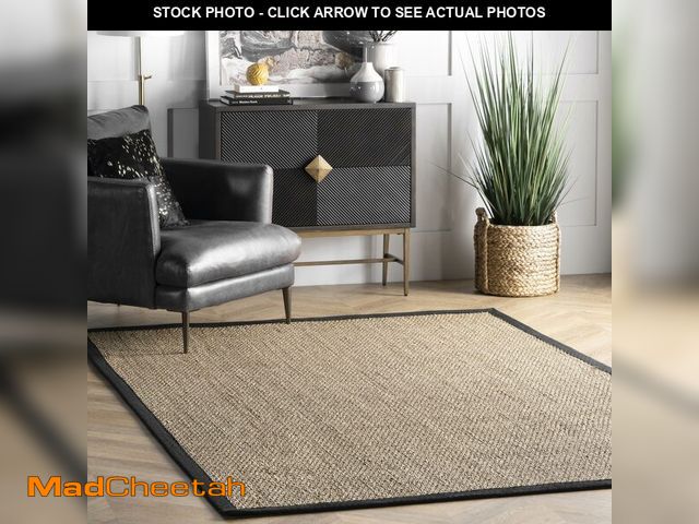 Lot 74-12898894 - Nuloom Elijah Black/Natural, 5' x 8', Basketweave, Seagrass, Soft and Textured, High Traffic, Stain ...