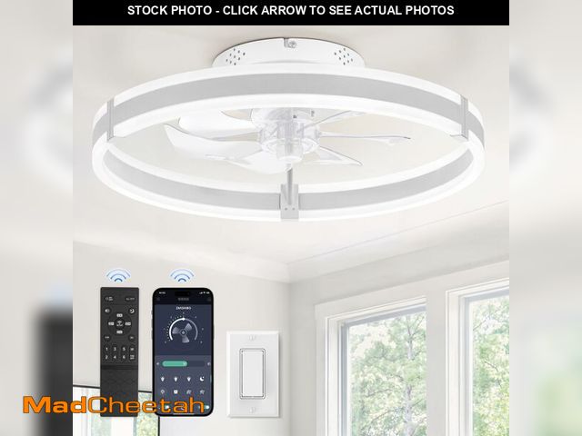 Lot 74-14274747 - ZMISHIBO Ceiling Fans with Lights and Remote, 19.7'' Low Profile Ceiling Fan, 3000-6000K Dimmable Mo...
