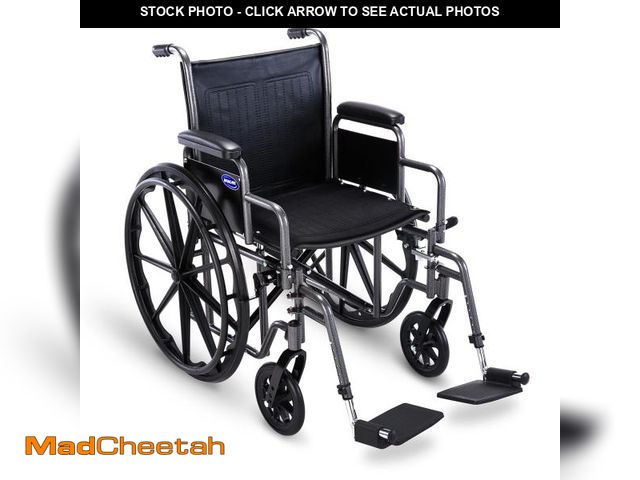 Lot 74-12241314 - Invacare Essentials EX1 Manual Wheelchair, Folding Wheelchair w/Swing Away Footrest, L-Shaped Desk L...