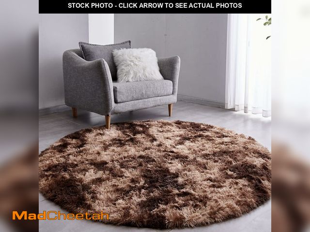 Lot 74-12828887 - FJZFING Tie-Dyed Coffee Round Rug Ultra-Soft Plush Modern 4x4 Circle Area Rug for Kid's Bedroom, Flu...