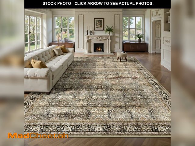 Lot 74-14054827 - Yarooge 8x10 Area Rugs for Living Room - Washable Vintage Retro Large Rug, Soft Ultra Thin Non Slip ...
