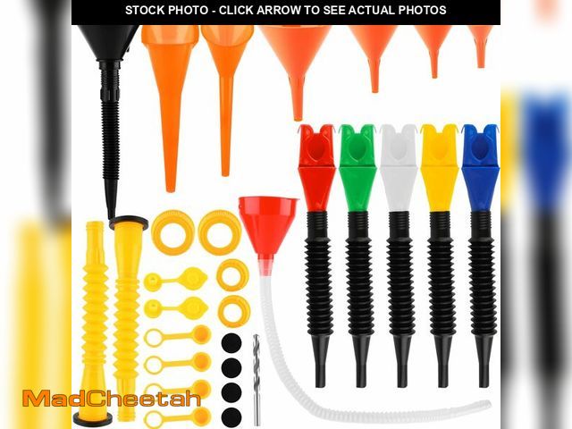 Lot 74-13946744 - 30 Pcs Automotive Funnel Set Wide Mouth Fuel Oil Funnel Plastic Long Neck Funnels for Automotive Fle...