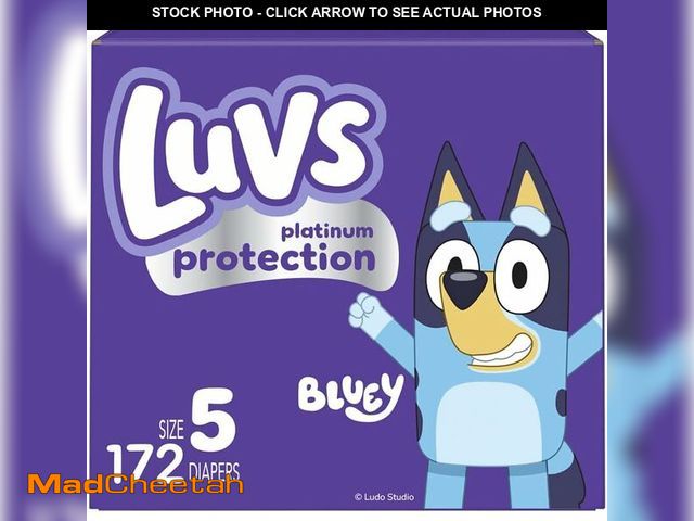 Lot 74-14348875 - Luvs Diapers - Size 5, 172 Count, Bluey Platinum Protection Baby Diaper - UNUSED
