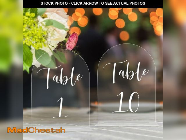 Lot 74-14049397 - JOYIT Arch Wedding Table Numbers 1-10 with Stands Ã¢â¬â 5" X 7" Acrylic Table Signs with Clear Ba...