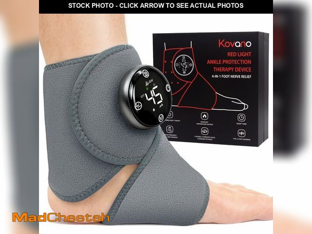 Lot 74-14210637 - Large Fit Wearable Foot Massager Wrap, Cordless Heated Ankle Massager with Red Light, Portable for F...