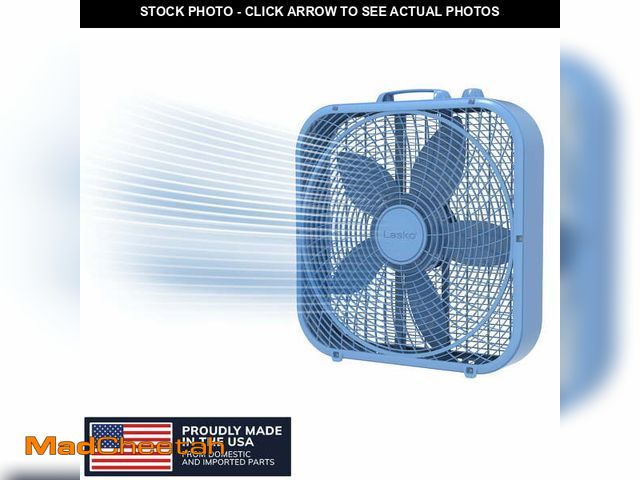Lot 74-12686883 - Lasko 20" Cool Colors 3-Speed Box Fan with Weather-Resistant Motor, Blue, B20310 - UNUSED