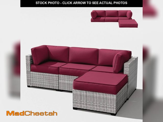 Lot 74-12663548 - Kimunuk 25.6 in. x 25.6 in. x 4 in. (9-Piece) Deep Seating Outdoor Sectional Replacement Cushion Fuc...