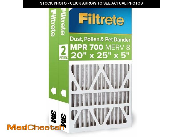 Lot 74-13793961 - Filtrete 20x25x5 AC Furnace Air Filter, MPR 700, MERV 8, Fits Trion Air Bear &amp; Carrier, Dust, Po...