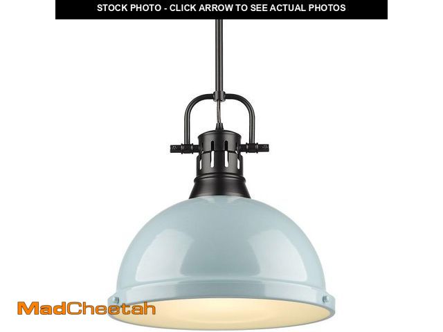 Lot 74-12484662 - Duncan 1 Light 14 inch Matte Black Pendant Ceiling Light in Seafoam, Large - UNUSED