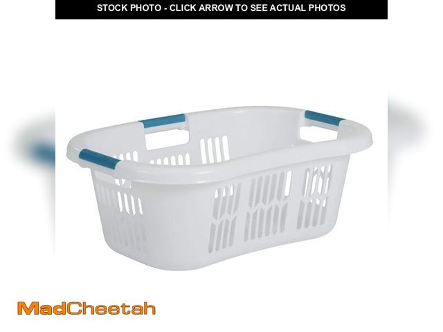 Lot 74-13801883 - Rubbermaid Laundry Basket XL Hip-Hugger Basket 2.1-Bushel White Laundry Storage/Bathroom/Bedroom/Hom...