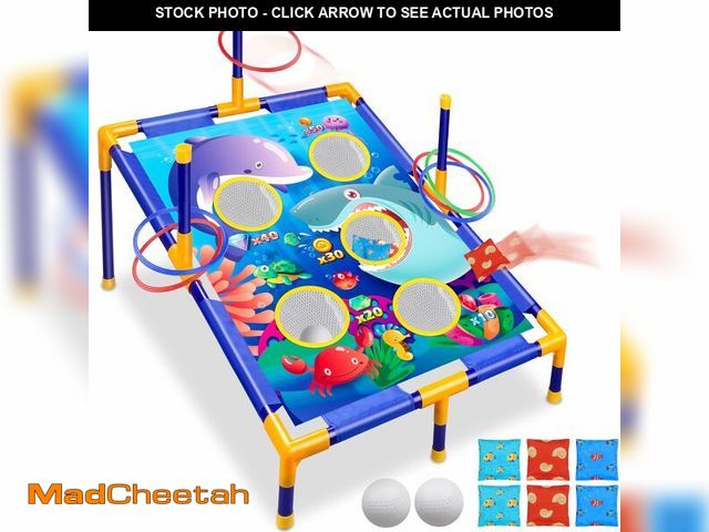 Lot 74-12449746 - 3-in-1 Bean Bag Toss Game Toy,Outdoor Toss Game with Stand for Ring Toss,Bean Bags &amp; Balls, Fami...