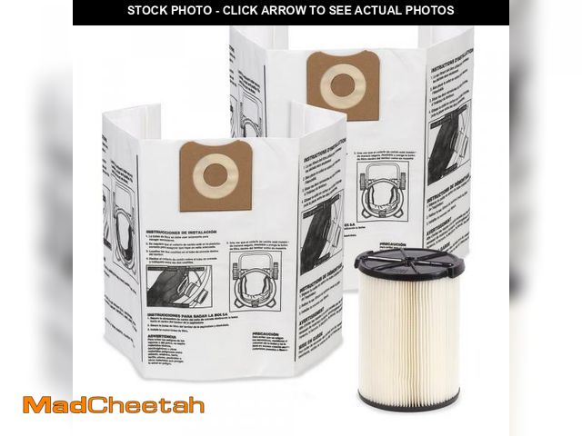 Lot 74-12237631 - Wet Dry Vac Filter Kit with General Debris Cartridge Filter and Two Dust Bags for Select 12-16 Gal  ...