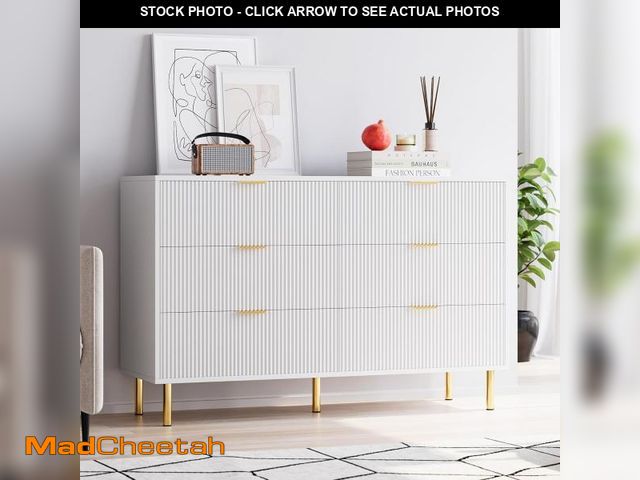 Lot 74-12164593 - (MISSING HARDWARE ) Danolapsi 6 Drawer Dresser for Bedroom, 56â Wide Wood Dresser Organizer with M...
