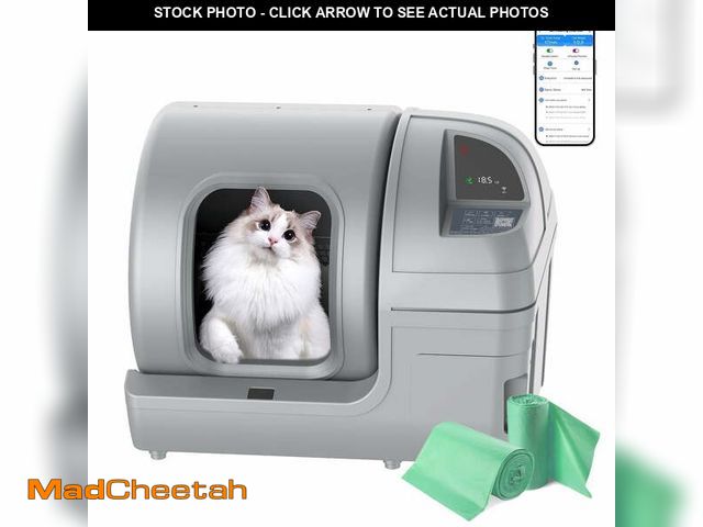 Lot 74-12725233 - 100L Automatic Self-Cleaning Cat Litter Box - APP Control, Safe Alert, Smart Health Monitor, Grey - ...