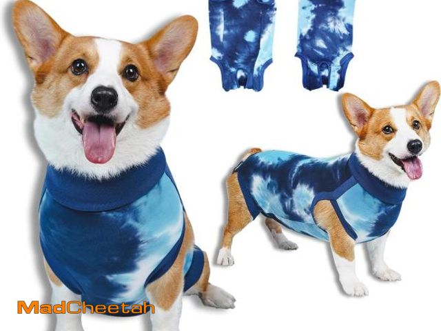 Lot 74-10870736 - TORJOY Breathable Dog Recovery Suit for Male/Female, Tie Dye Blue Dog Onesie for Abdominal Wounds, C...